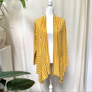 Light-weight yellow gold white stripe cardigan